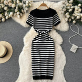 Adeline | Stylish Striped Knit Beach Dress-1